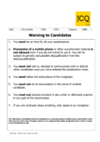 JCQ Poster – Warning to Candidates